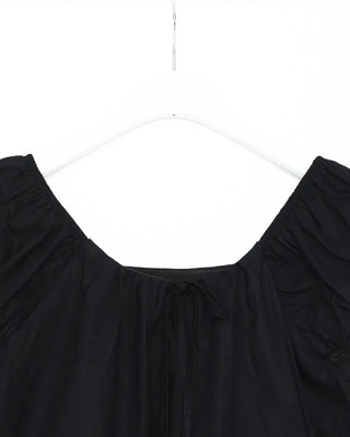 Shirred puff ribbon blouse