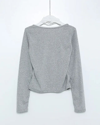 Scarf & Lace Gathered Long Sleeve Shirt Set