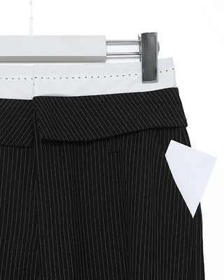 Striped low-rise slacks