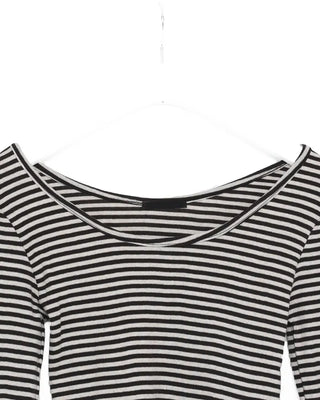 U-neck striped long-sleeved T-shirt