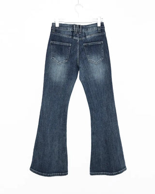Unique Whisker Wash Flare Denim Pants
