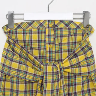 Checked Ribbon Shirt Tube Top