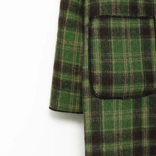 Checked long coat