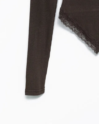 Lace plunging pointed hem slim cut and sew