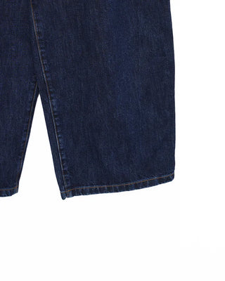 Wide-fit pintuck denim pants