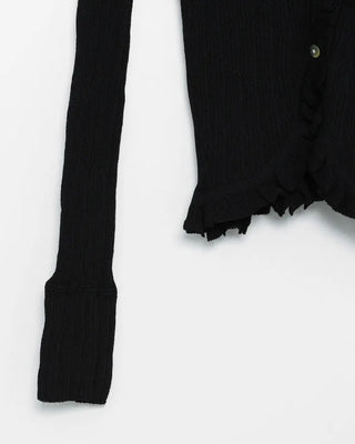 Frilled Crop Point Thermal Cardigan