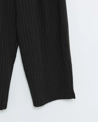 Striped button design wide slacks