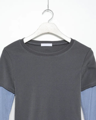 Two-tone layered long-sleeve T-shirt