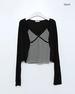 Striped camisole and cardigan set