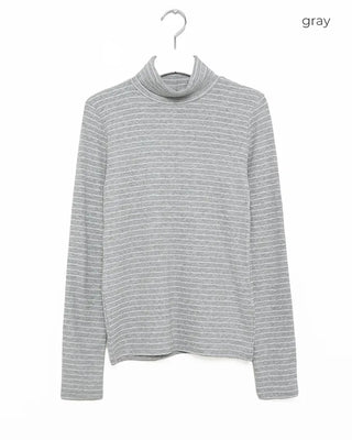 Basic striped turtleneck T-shirt