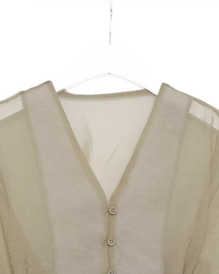 Collarless sheer blouse