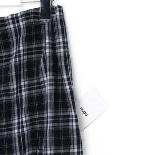 Checked ribbon strap long skirt