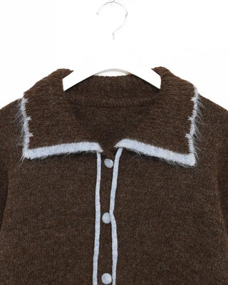 Two-tone ribbon knit cardigan