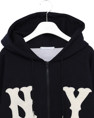 (Unisex) NY Unique Big Patch Zip-Up Hooded Parka