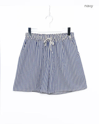 Striped elastic waist shorts