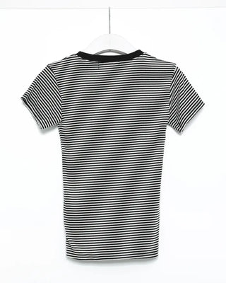 Ribbed Border Slim Short-Sleeve T-Shirt