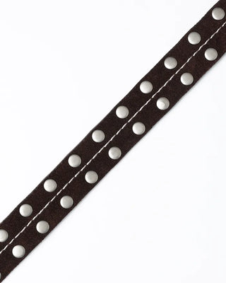Suede center-stitched double-studded belt