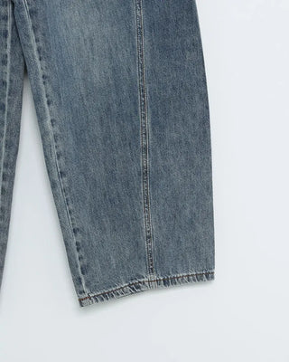 Wide-leg denim pants with a striped design