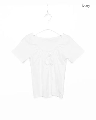 Shirred Ribbon Short-Sleeved T-Shirt