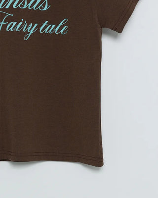 Lettering semi-cropped short-sleeve T-shirt
