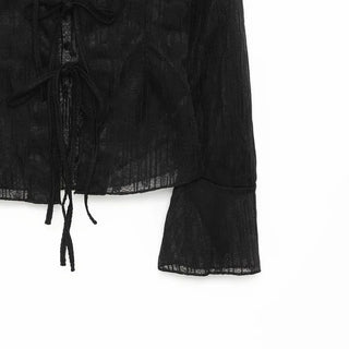 Lace sheer color cardigan