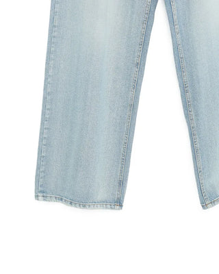 Washed double-pocket wide-leg denim