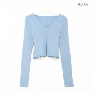 Ribbed two-button cardigan