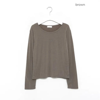Jewel neck long T-shirt