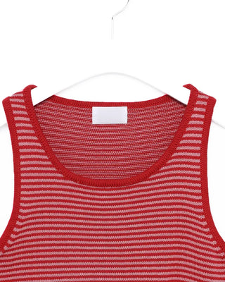 U-neck striped knit tank top