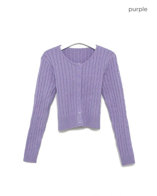 Cropped Cable Knit Cardigan