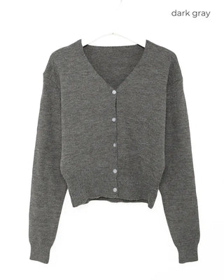V-neck wool knit cardigan