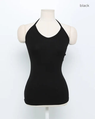Halter neck ribbed camisole