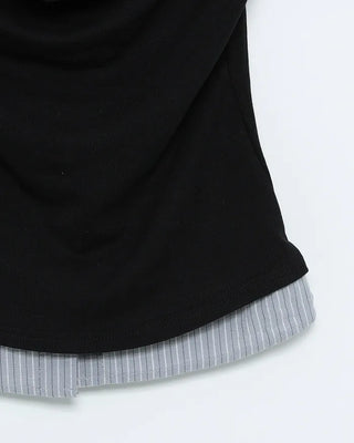 Drape neck layered short-sleeved shirt