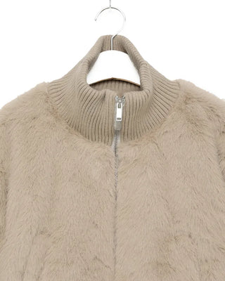High-neck cropped fur jacket