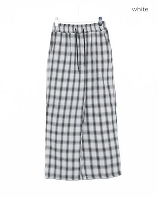 Loose-fit banding check pants