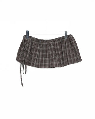 Checked frill layered wrap skirt
