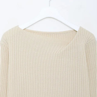 Ribbed Asymmetrical Neck Knit