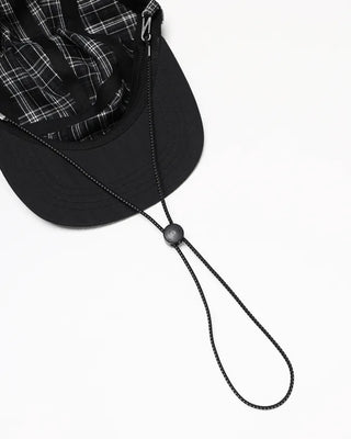 Checkered cap with drawstring