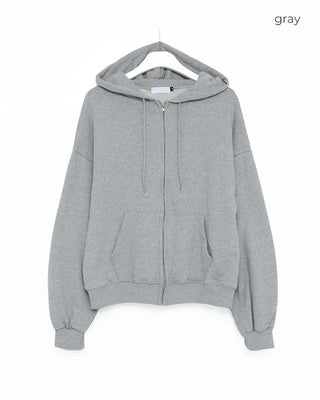 Washed Hooded Zip-Up