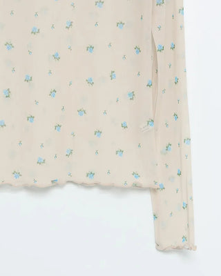 Sheer Flower Long T-Shirt