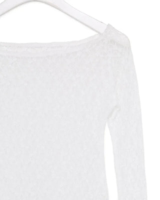 See-through lace long-sleeve T-shirt