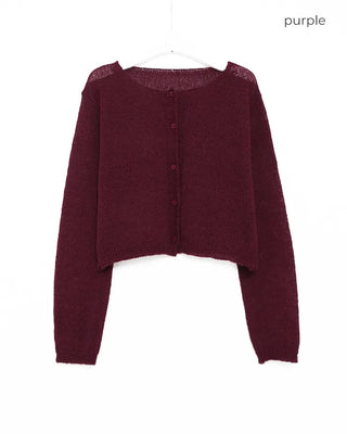 Simple round neck cropped cardigan