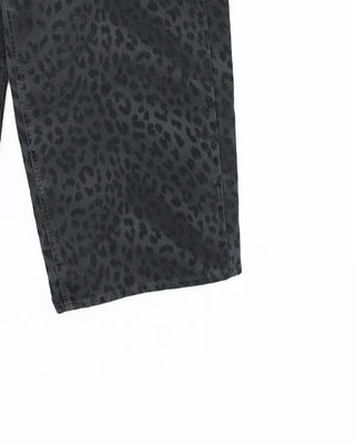 Pigmented leopard print cotton wide-leg pants
