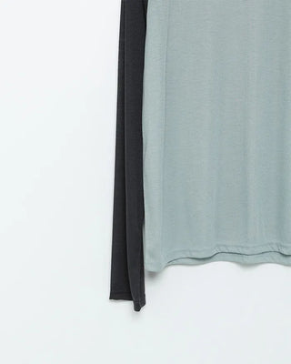 Summer knit raglan bicolor long-sleeve T-shirt