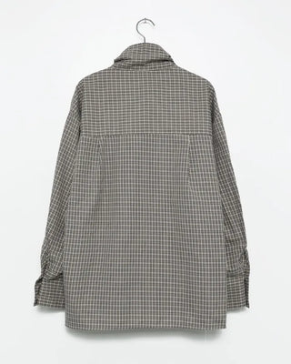 Checked ribbon tie blouse