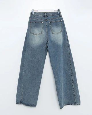 Side pintuck light denim pants