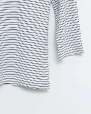 Striped oval neck cropped sleeve T-shirt