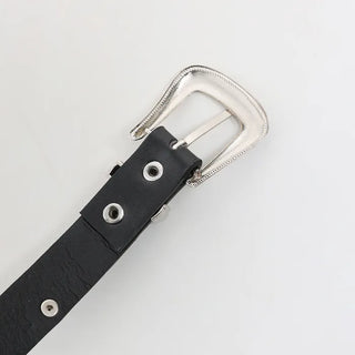 Square buckle star stud belt