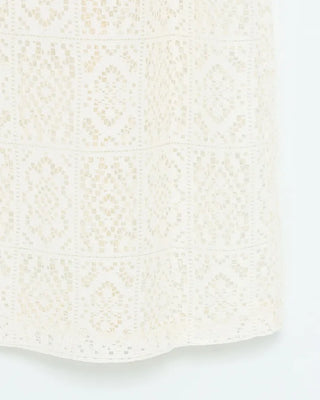 Perforated detail square neck long dress
