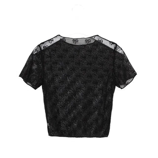 See-through layered ribbon T-shirt